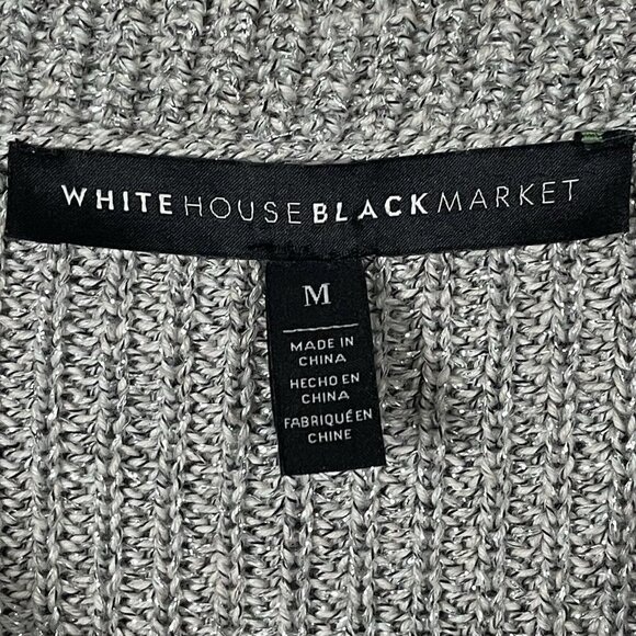 White House Black Market Silver Metallic Ombre Sweater Medium Cowl Neck Pullover - Picture 9 of 16